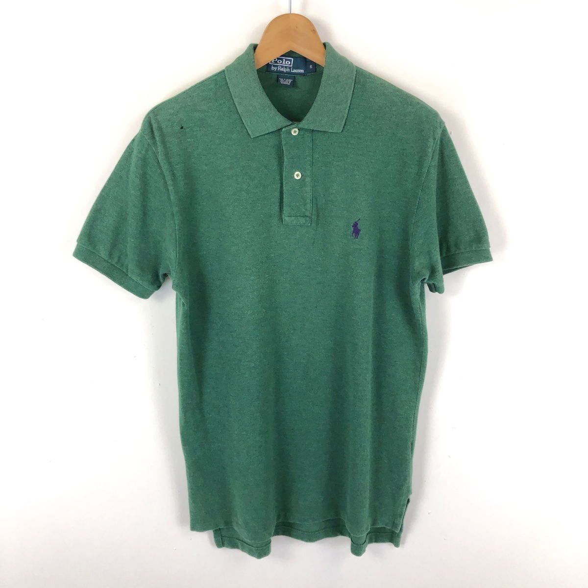 【古着】 RALPH LAUREN ラルフローレン ポロシャツ 鹿の子素材 90年代 グリーン系 メンズM 【中古】 n045048