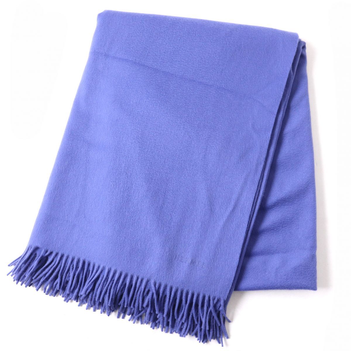 HERMES エルメス 超大判 ブランケット ストール カシミヤ100% ブルー