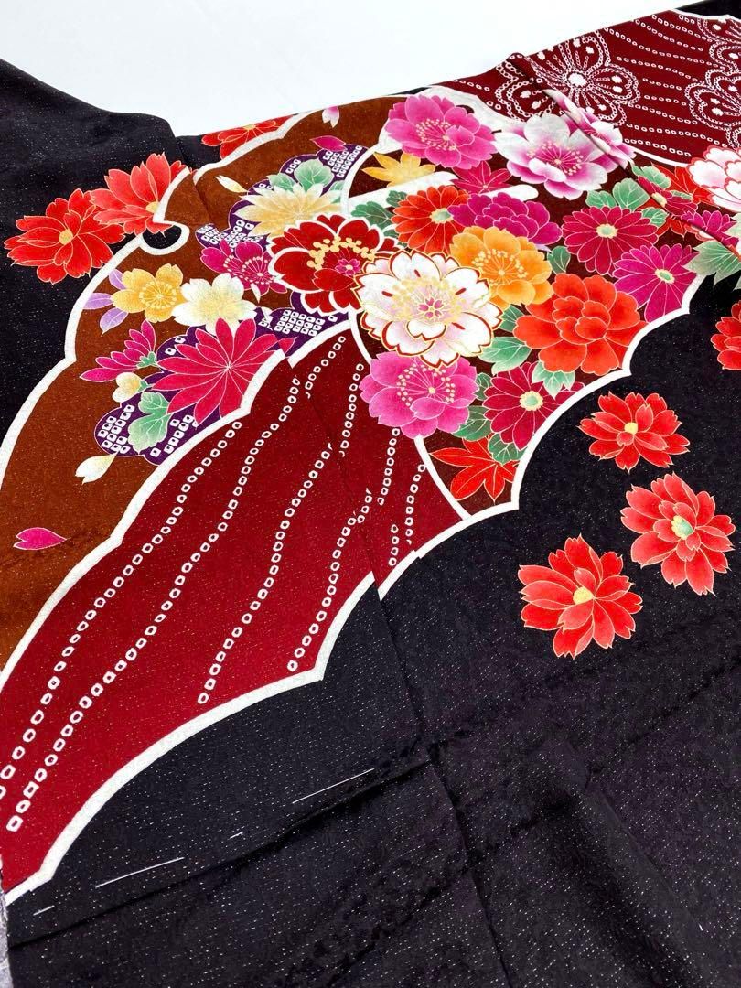 振袖 仮絵羽 京友禅 刺繍 金彩 紋意匠 牡丹 正絹 未仕立て品 八掛付き 振袖 仮絵羽 京友禅 刺繍 金彩 紋意匠 牡丹 大輪 正絹 未仕立て品