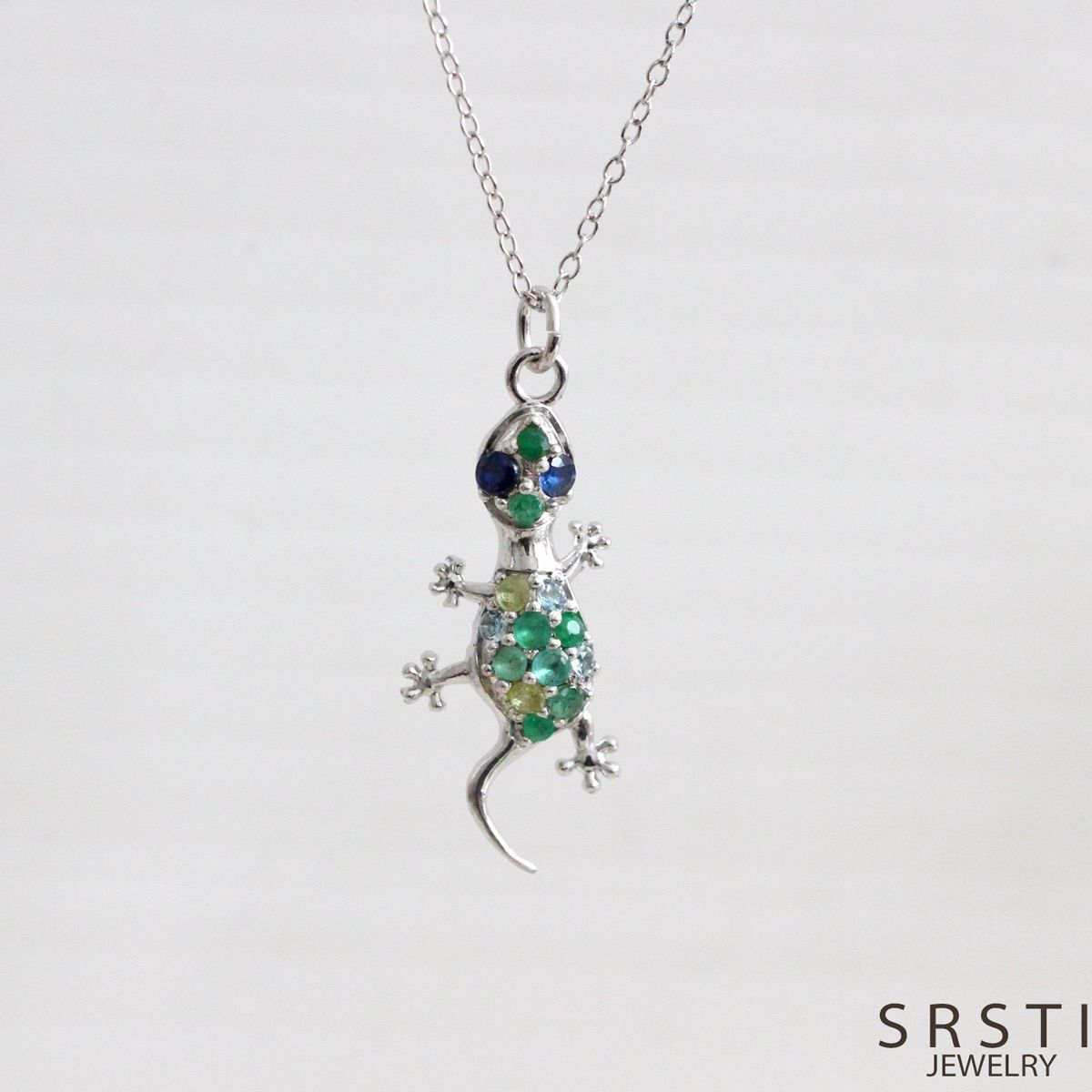 エメラルド&マルチストーン SV925 チプカリペンダント ネックレスB