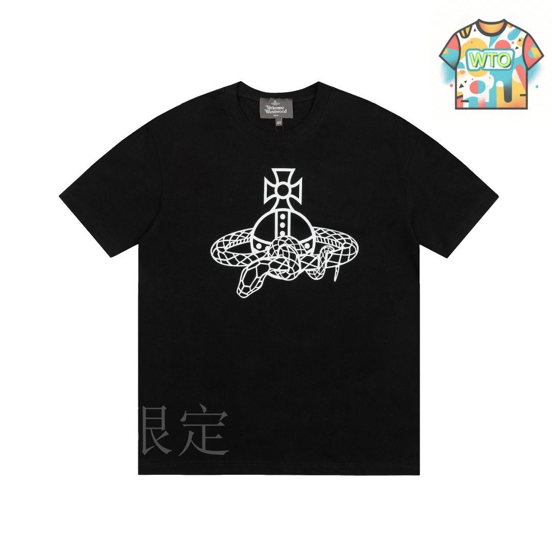 Vivienne Westwood 変形カットソー　半袖 今日特価】Vivienne Westwood サターン蛇形周回星プリント短袖-3