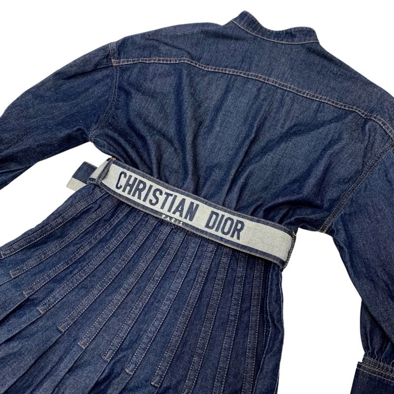 クリスチャンディオール CHRISTIAN DIOR ワンピース コットン ブルー  