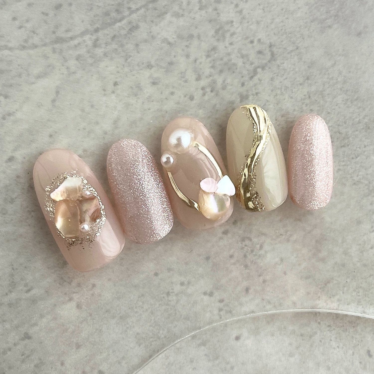 サイズオーダー NO.12 ネイルチップ マグネット ピンク ベージュ  