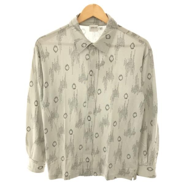 ARMANICOLLEZIONIアルマーニコレツィオーニシルクコットン総柄シャツグレー系Mメンズ