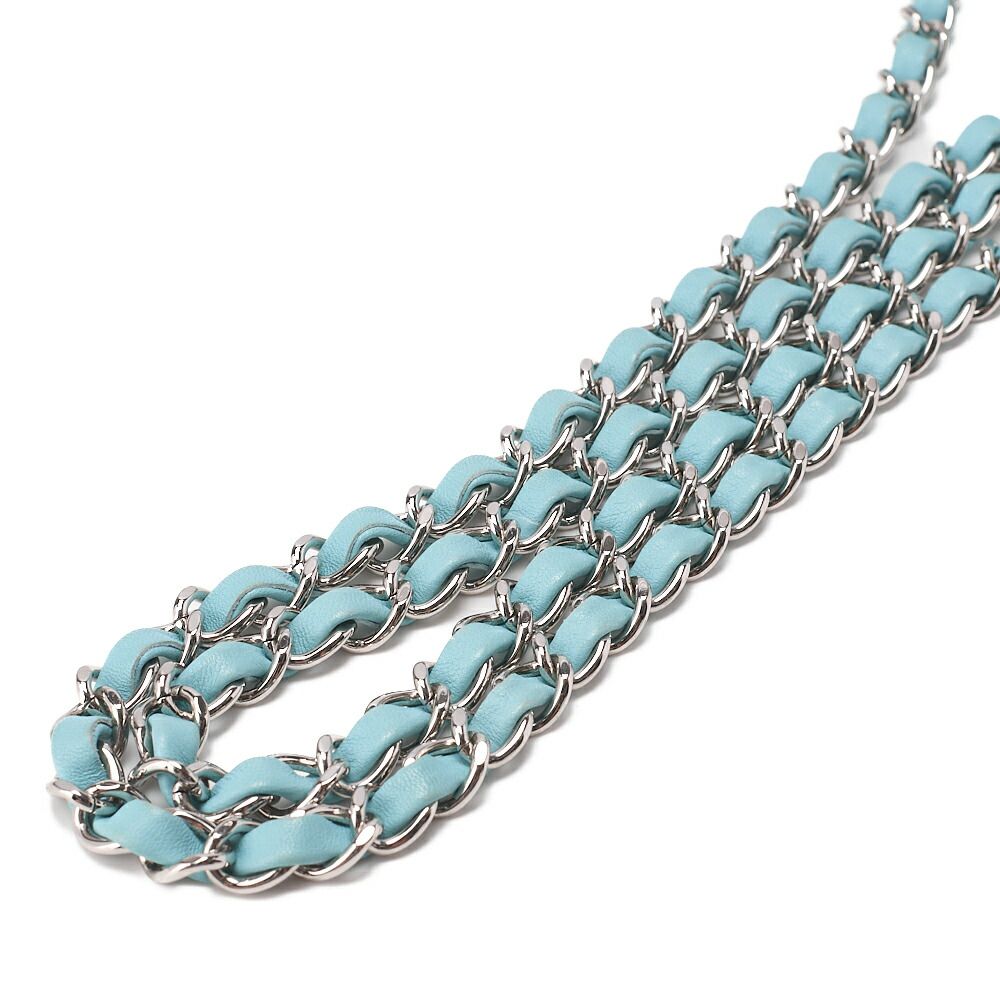 CHANEL シャネル チェーンショルダーバッグ ミニマトラッセ 20cm ラムスキン シングルフラップ ターンロック ライトブルー シルバー金具 レディース 送料無料 WWW_MORNINGWALKER_COM