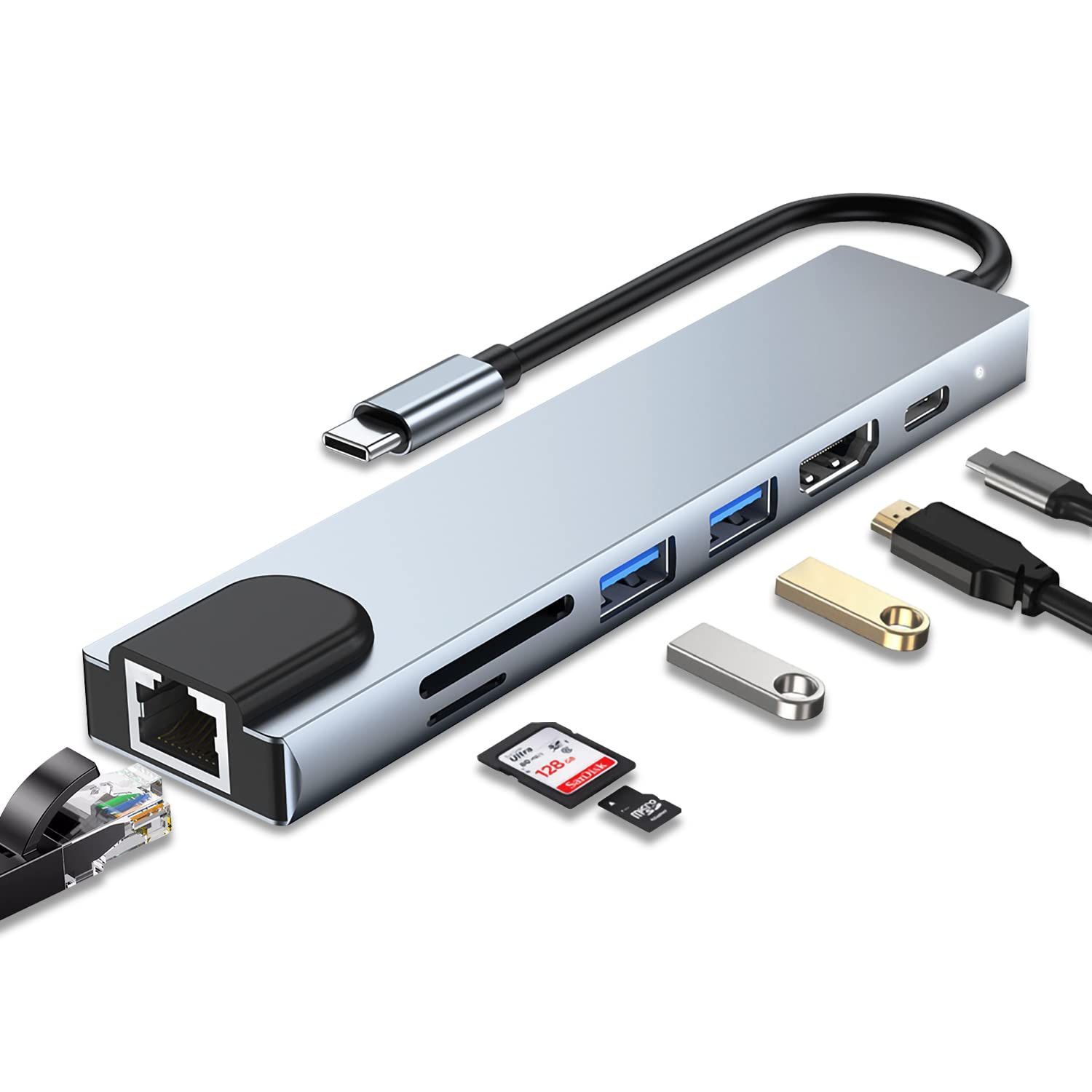 【人気商品】C C ドッキングステーション【4K@30HZ対応HDMI＋100Mbps イーサネット＋PD 100W 急速充電＋USB3.0ポート*2+SDu0026TFカード Type スロット搭載】USB C 変換アダプタ 7-in-1 設定不要 高速データ転
