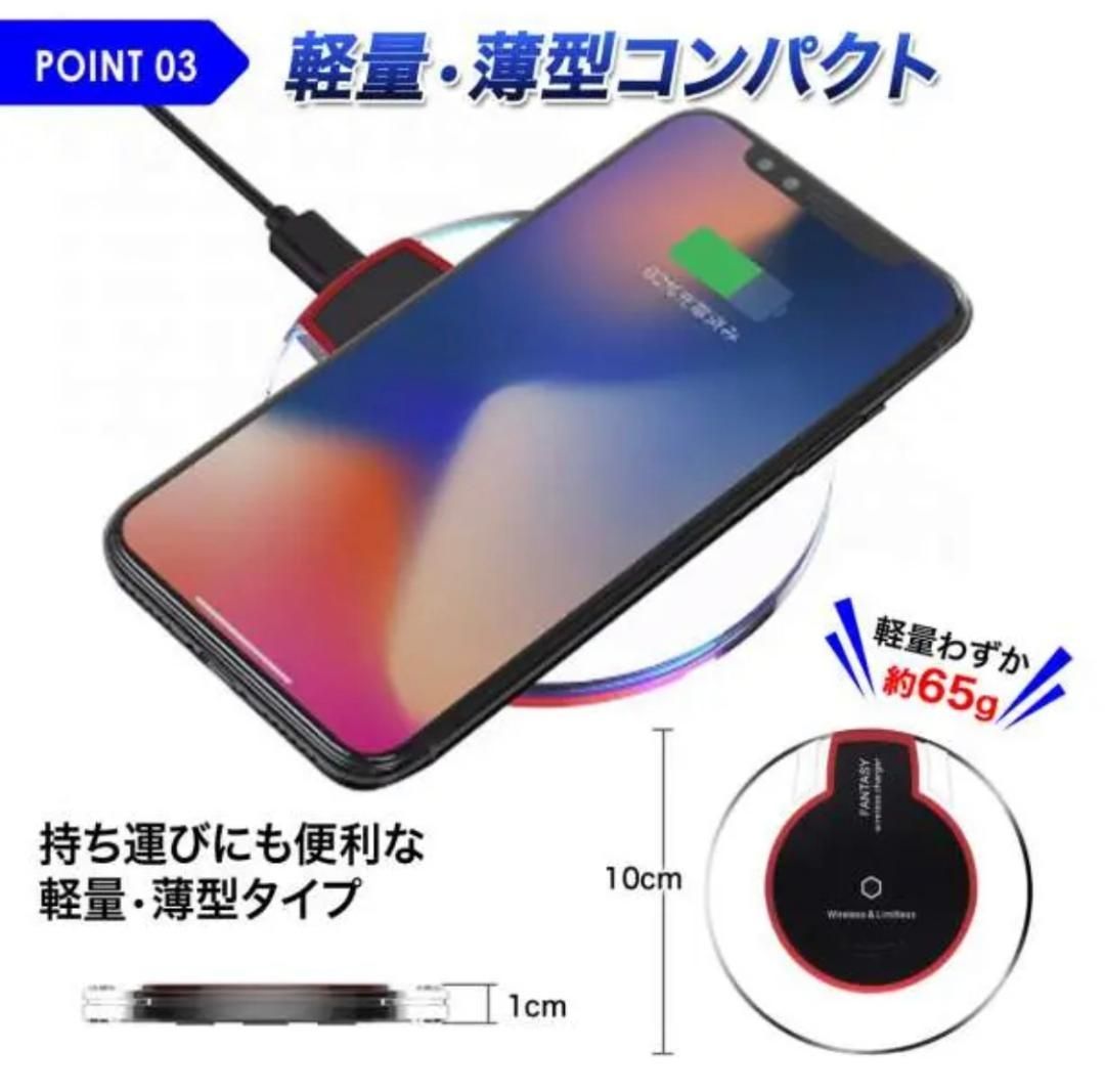 コンパクト ワイヤレス充電器 Qi規格 スマホ 置くだけ充電パッド