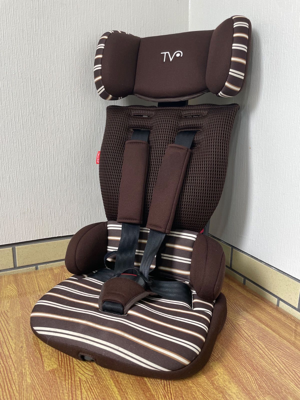 【美品】日本育児 トラベルベストECプラス ジュニアシート ブラウンボーダー 日本育児 トラベルベストECプラス ジュニアシート ブラウン