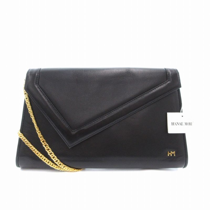 【新品・未使用】ハナエモリ　2way クラッチバッグ　ショルダーチェーン付 ハナエモリ HANAE MORI 美品 2WAY チェーンショルダーバッグ