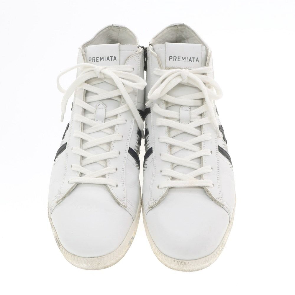 中古】プレミアータ PREMIATA WHITE レザー ミッドカット スニーカー