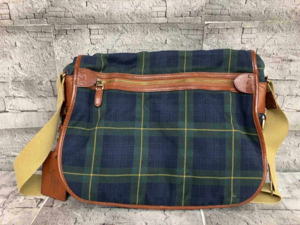 RALPH LAUREN ラルフローレン Plaid Shoulder Bag ショルダーバッグ コットン × レザー チェック柄