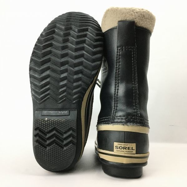SOREL/ソレル size23.0 高級本革スノーブーツ ライナー付き〈黒/BLACK