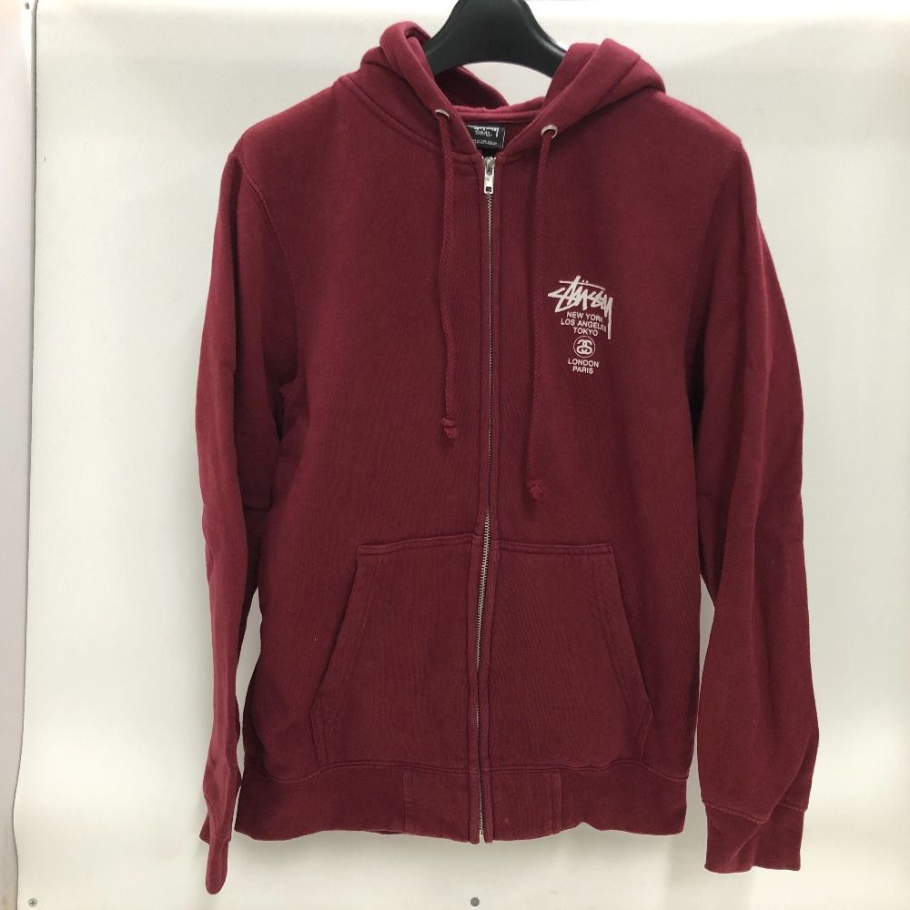 Stüssy ワインレッド ジップアップパーカー 02w16427 ステューシー STUSSY ジップパーカー 裏起毛 ワイン