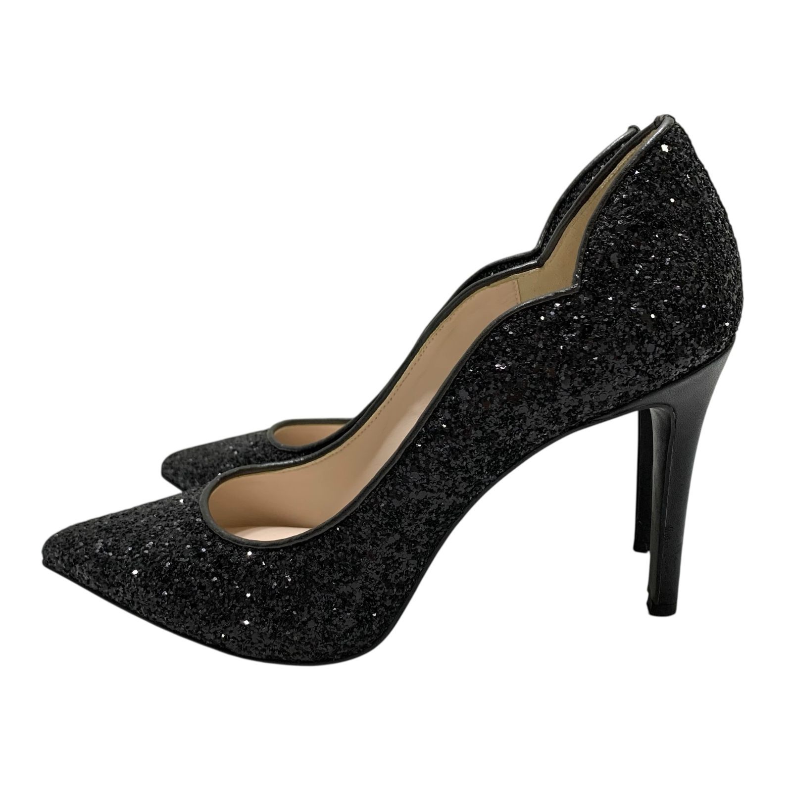 ✨極美品✨DIANA ダイアナ パンプス ラメ Vカット ポインテッドトゥ 黒 美品】ダイアナ (24.5) パンプス ラメ グリッター ポインテッド