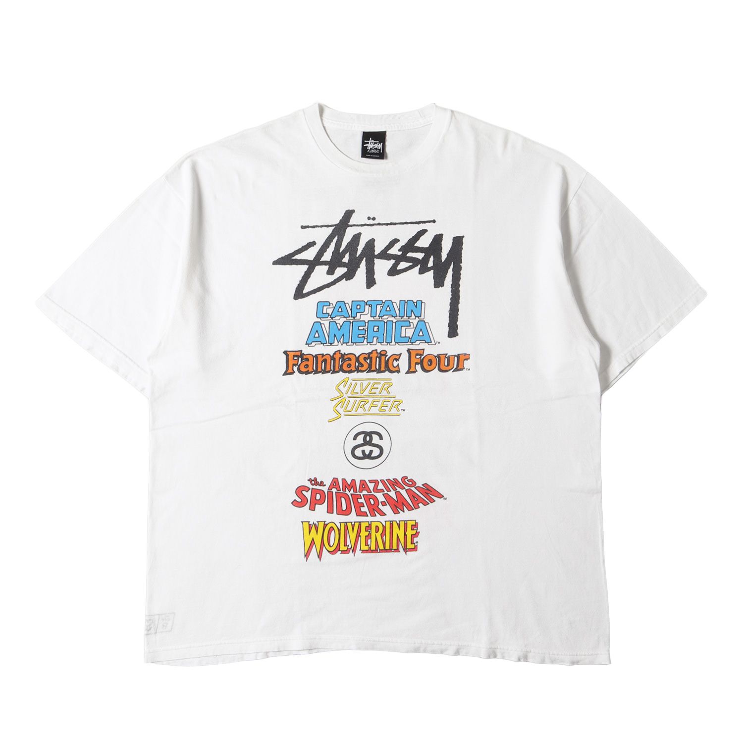 STUSSY ステューシー Tシャツ サイズ:XL MARVEL ワールドツアーロゴ クルーネック 半袖Tシャツ ホワイト 白 トップス カットソー【メンズ】