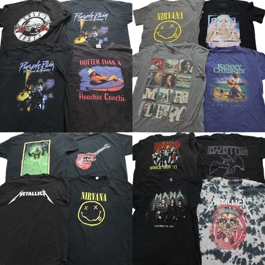 古着卸 まとめ売り 音楽・バンド 半袖Tシャツ 16枚セット (メンズ L /XL /2XL ) ガンツ プリンス メタリカ ニルヴァーナ 中古 古着 MX9969
