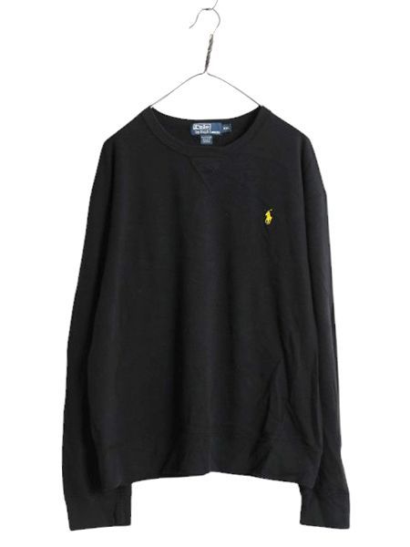 【お得なクーポン配布中!】 90s ポロ ラルフローレン 両V 鹿の子 スウェット メンズ XXL オールド カットソー クルーネック 長袖Tシャツ ロンT 大きいサイズ ブラック