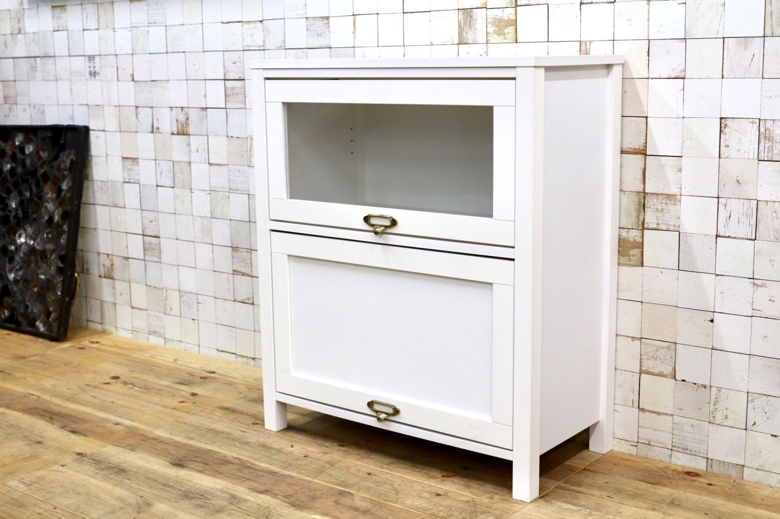 GMIK535○MOMO NATURAL | モモナチュラル CIELE シェル シリーズ フラップ扉 リビング収納 サイドボード サイドキャビネット