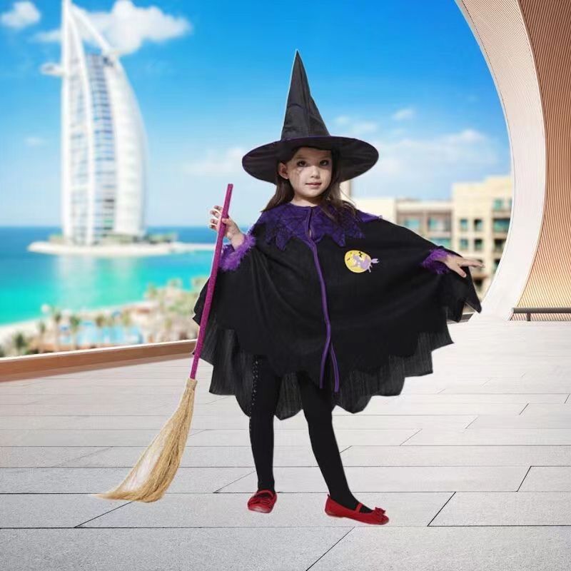 110cm ハロウィン コスプレ 子供 魔女 マント コスプレ 衣装 魔女 かぼちゃ手提げバッグ付き - メルカリ