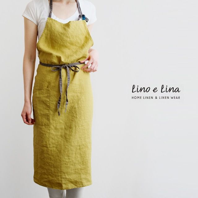 Lino e Lina リーノ エ リーナ フルエプロン ミモザ | ブルーパヴォーネ