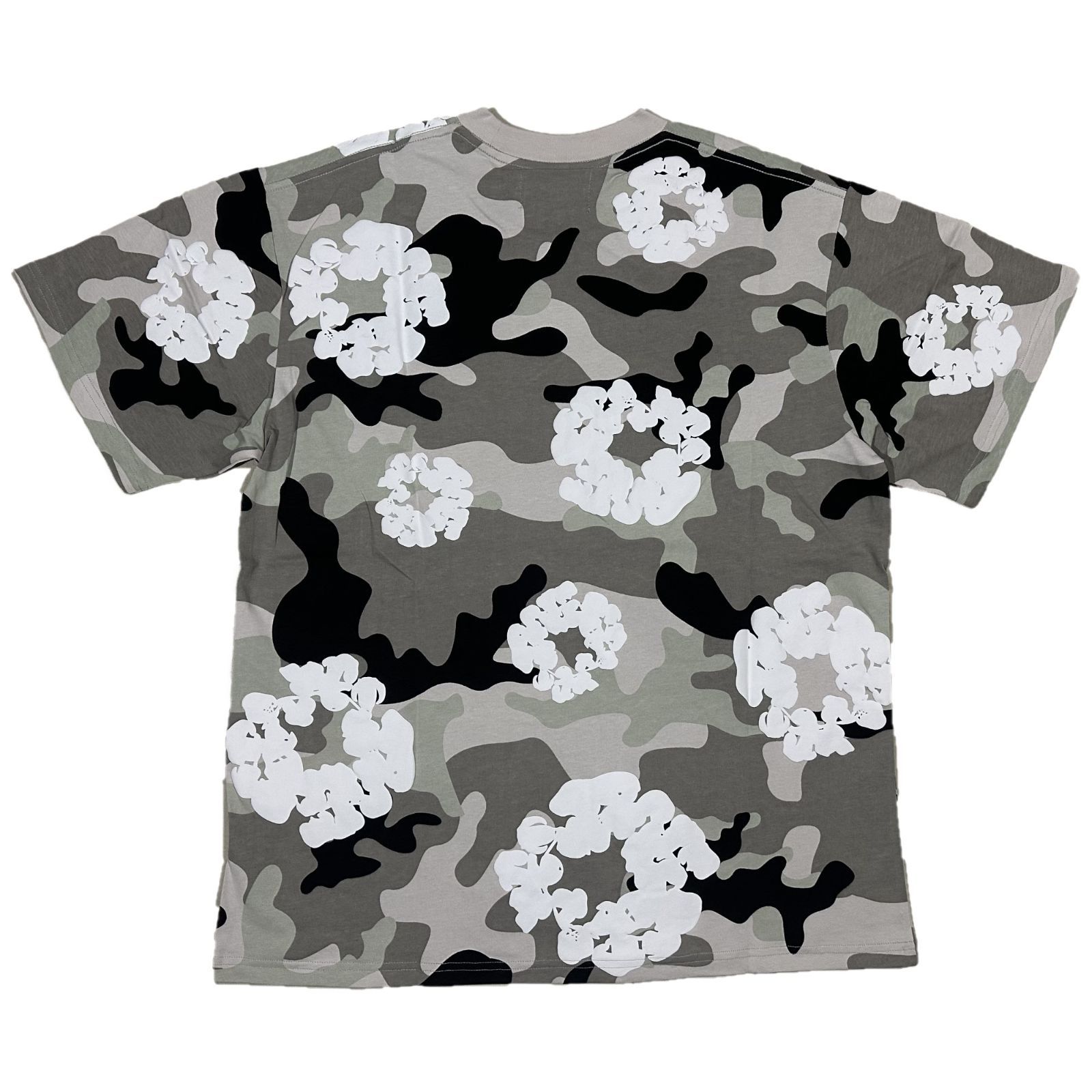 デニムティアーズ フラワープリント カモデザイン 半袖 Tシャツ グレー 