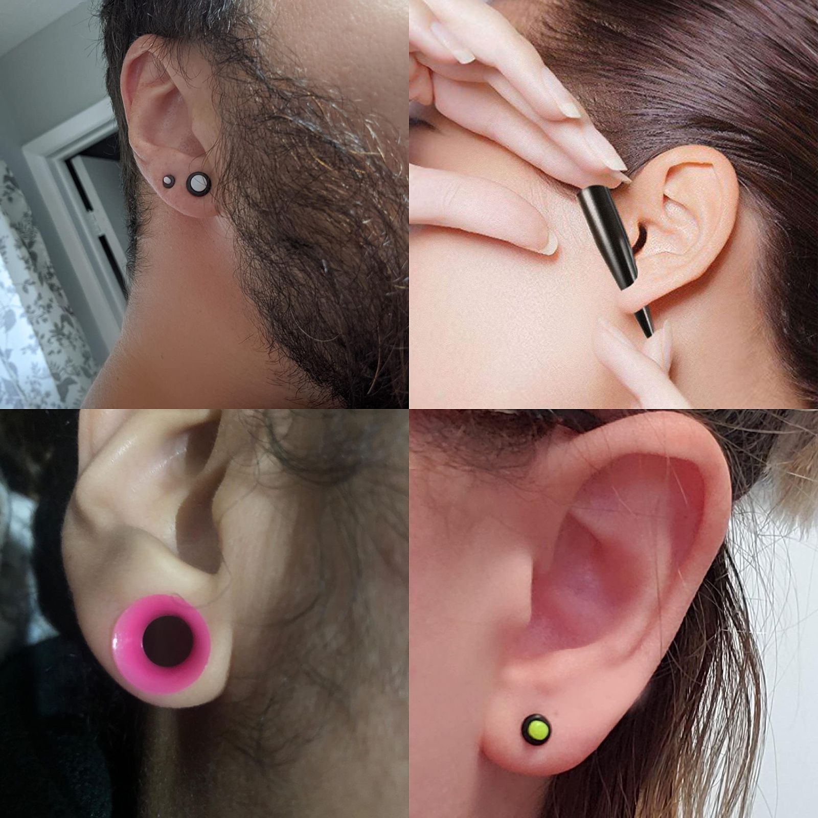 ギフト 在庫セール アクセサリー ピアス ピアス 金属アレルギー対応 エキスパンダー キャッチ ゴム トンネル ダブルフ 14G-00G ボディピアス 男女兼用 シリコン製 アクリル 50点 セット 拡張器 Vogem ファッションアイテム