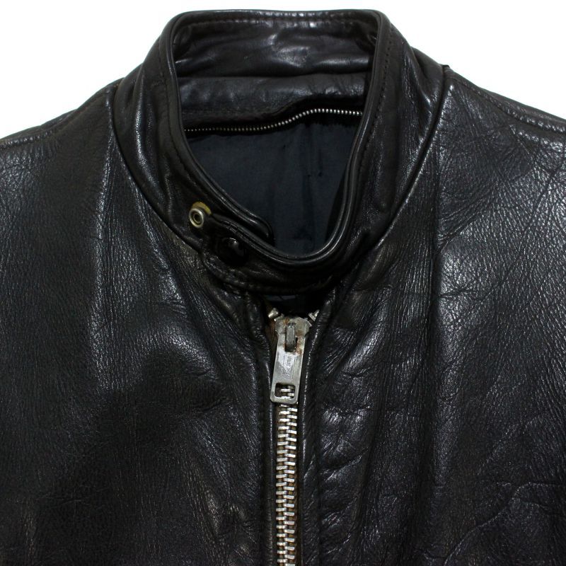 60s vintage シングルライダース ブラック レザージャケット メンズ M