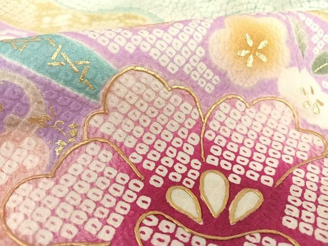 平和屋着物○訪問着 束ね熨斗草花文 金彩 正絹 逸品 AAAT3140np