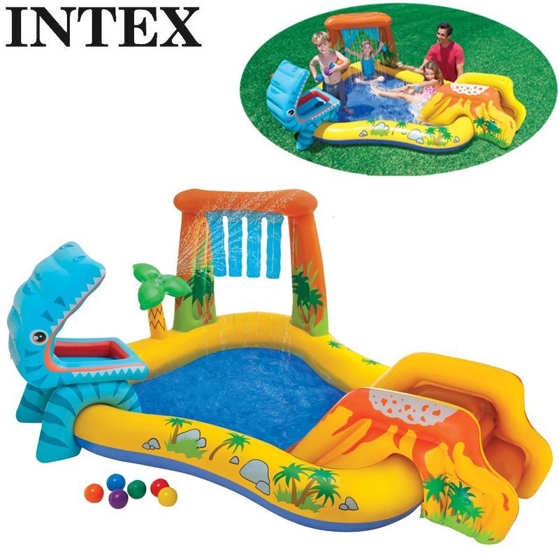 INTEX(インテックス) プール すべり台付 ダイナソー プレイセンター 249cm×191cm×109cm 57444NP 新品 送料込 即発送【サードウェイブ ゴルフ＆スポーツ メルカリShops店】