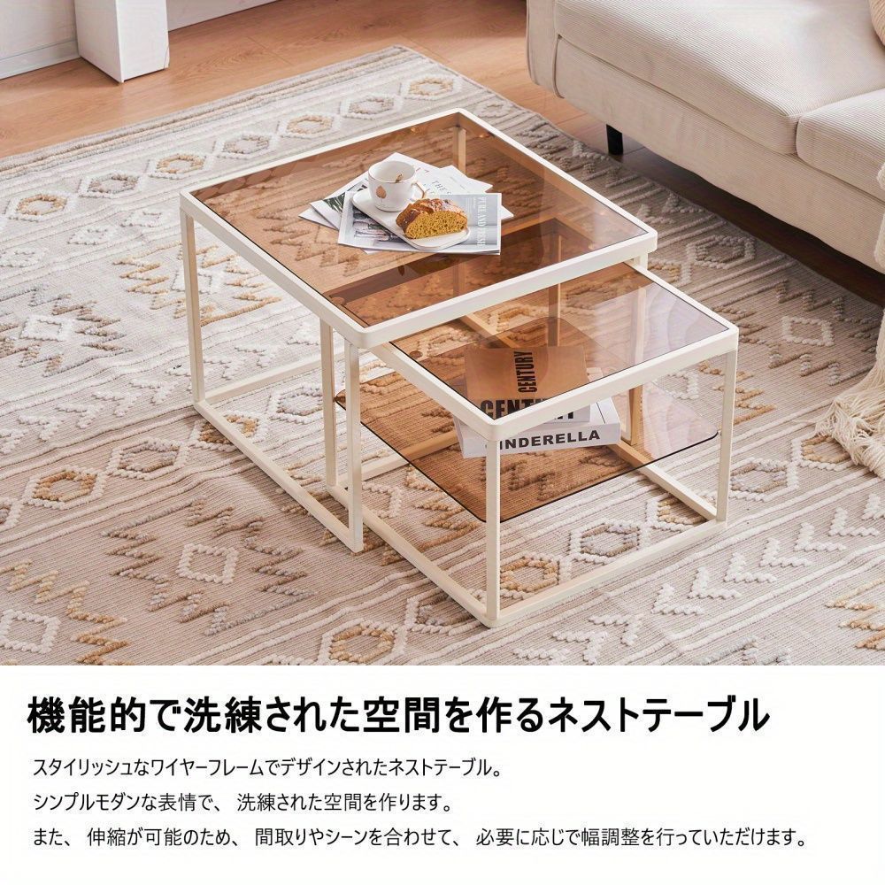 リビングガラステーブル　収納有り テーブル 机 リビング センター ローテーブル 収納付き ガラス