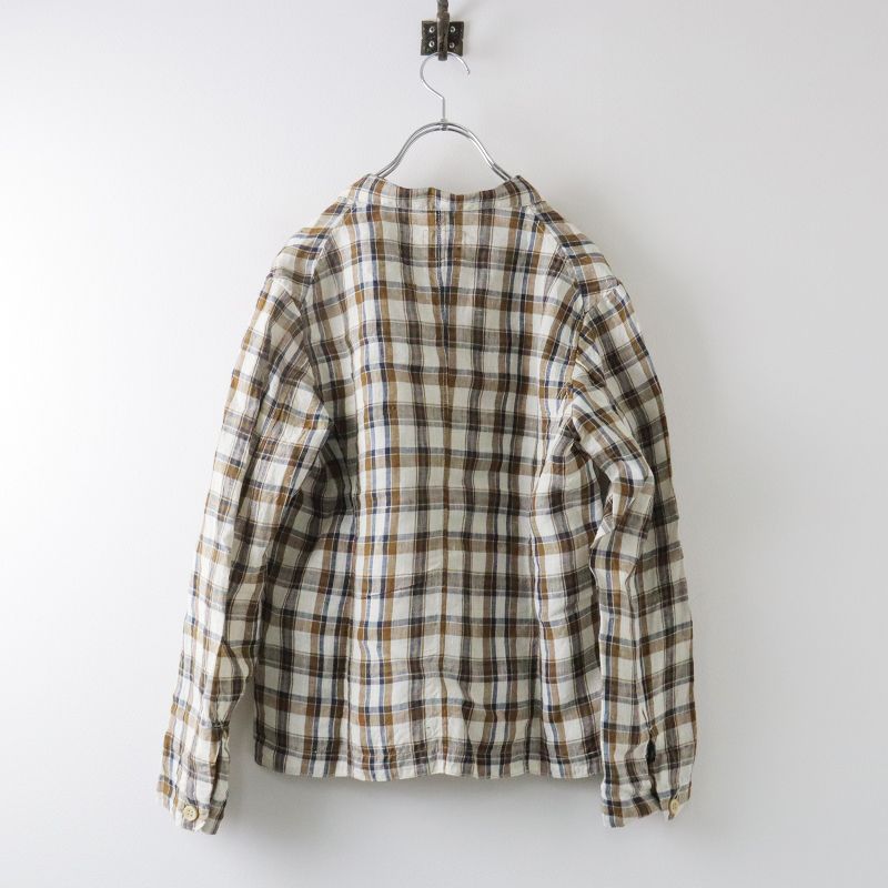 45rpm / インドリネンのシャツジャケット/5/リネン/BRW/チェック/40310011 未使用 2023SS 45R フォーティファイブアール 70310011 インド リネン
