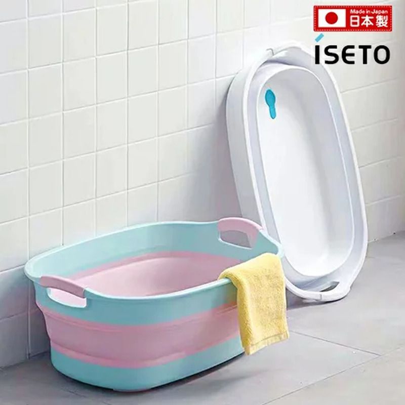ソフトタブ ワイド 伊勢藤 ISETO イセトウ【カラー選択／ホワイト・ピンク】日本製 ソフトタブ ペットのお風呂 バス I-563 洗濯 たらい アウトドア お風呂 沐浴 折り畳み式 折りたたみ