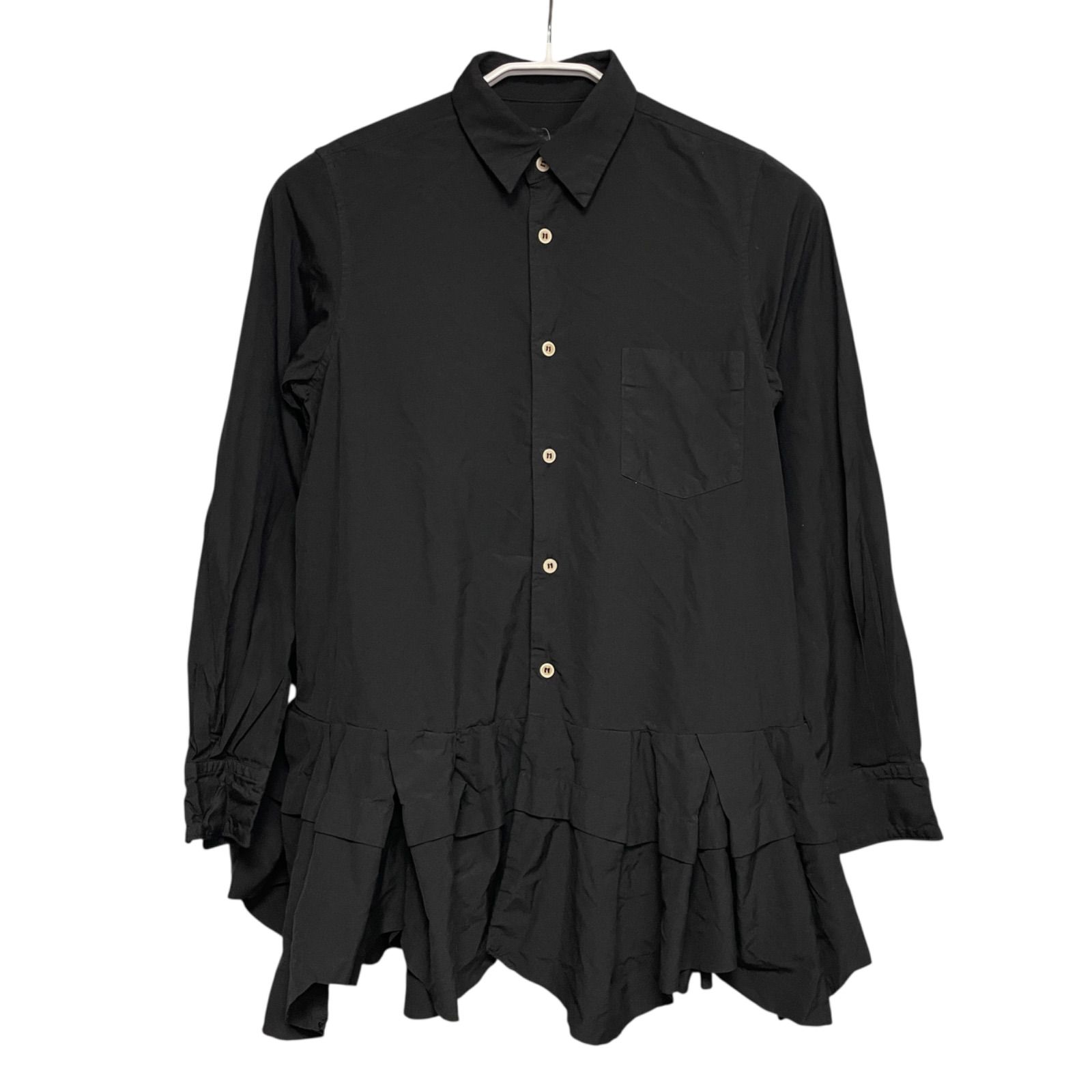 ブラックコムデギャルソン　ブラウス　シャツ 定価75900円 2025SS COMME des GARCONS 製品加工ティアード