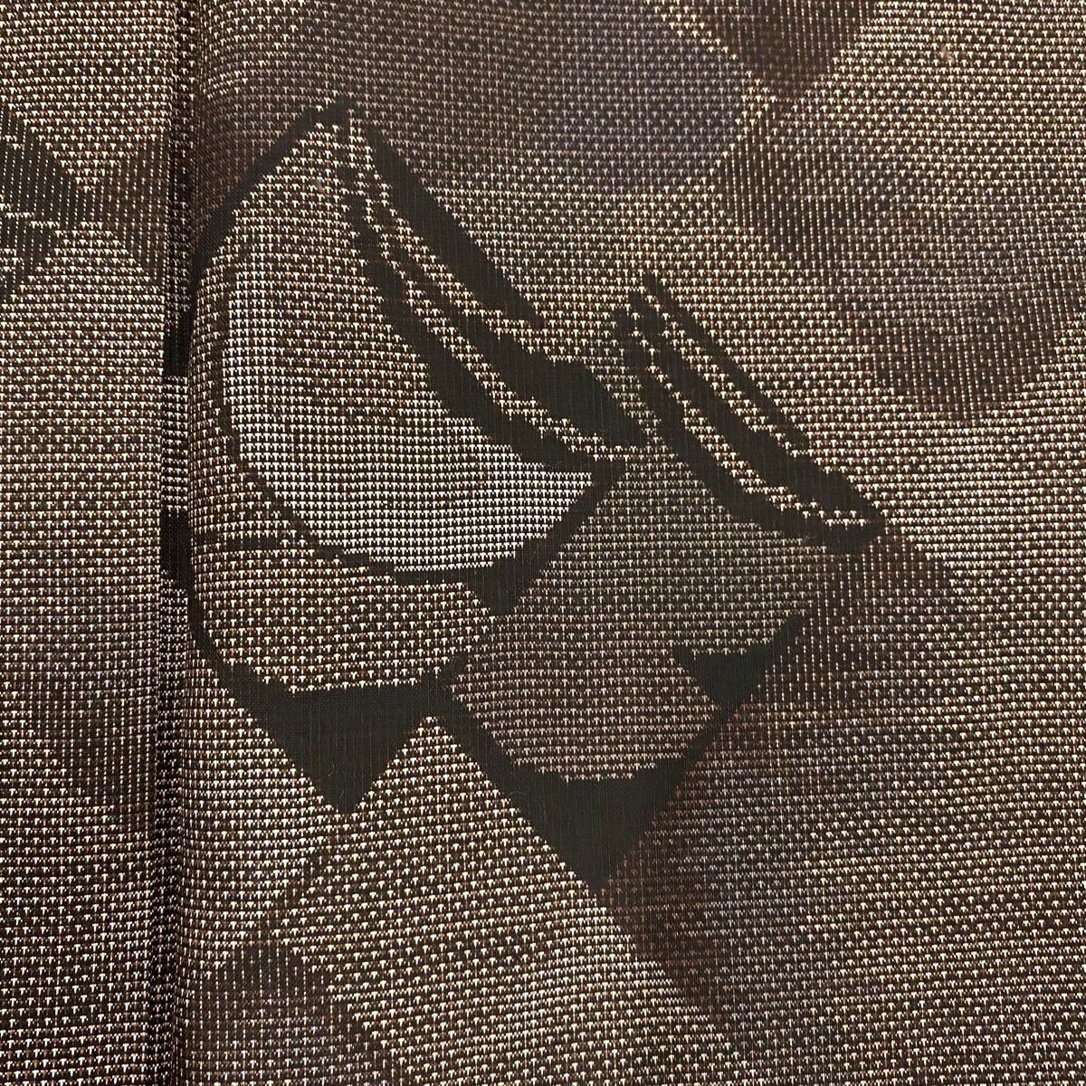 平和屋着物▽本塩沢 単衣 110亀甲 麻の葉間道 黒地 反端付き 正絹 逸品