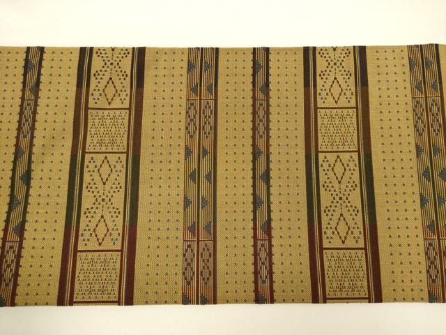 平和屋着物○九寸名古屋帯 変わり格子 金糸 正絹 逸品 DAAT0142ob