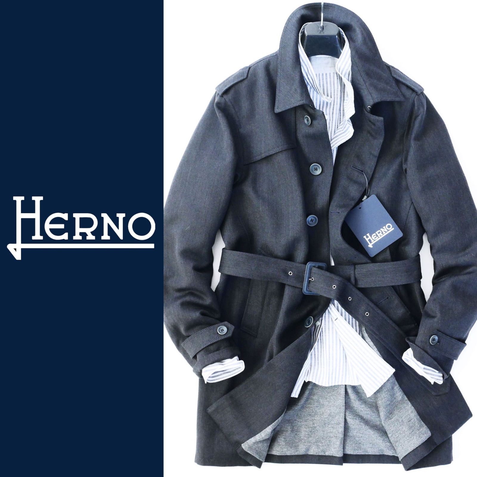 dr263○HERNOヘルノ○季節の変わり目に安心○イタリア製トレンチコート