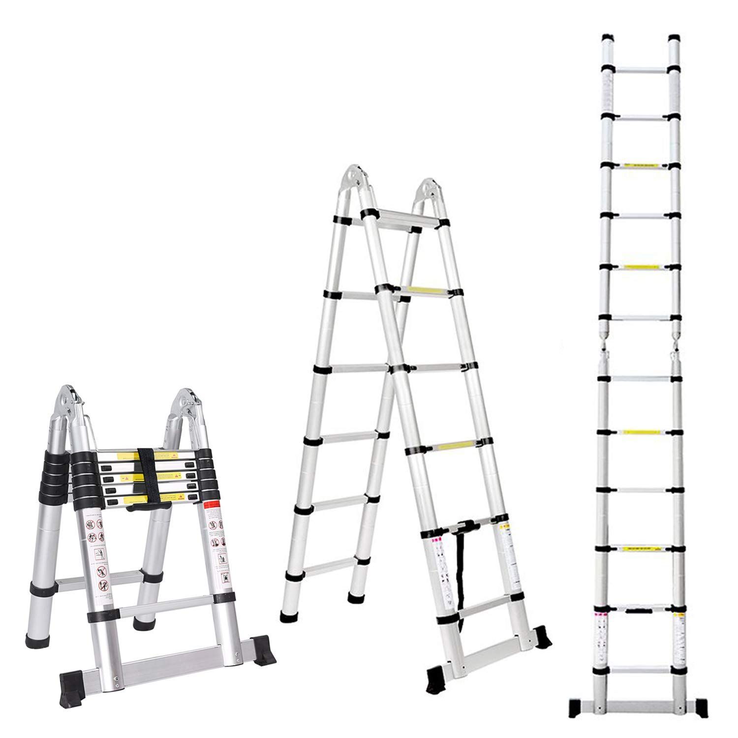 耐荷重150kg 伸縮自在コンパクト 伸縮はしご最長3.8m スーパーラダー自動ロック スライド式 伸縮脚立はしご両用脚立最長1.9m アルミ Life 梯子室内室外両用 Easy 梯子 1.9m 1.9m