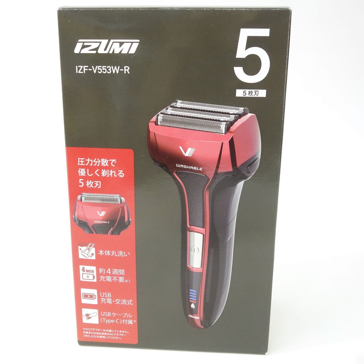 未使用】マルセルイズミ IZUMI 5枚刃 往復式シェーバー IZF-V553W-R レッド