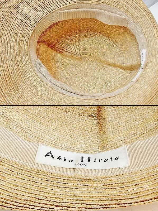 AKIO HIRATA PARIS アキオヒラタ ストローハット 麦わら帽子 AKIO HIRATA PARIS ストローハット 麦わら帽子 ピンク