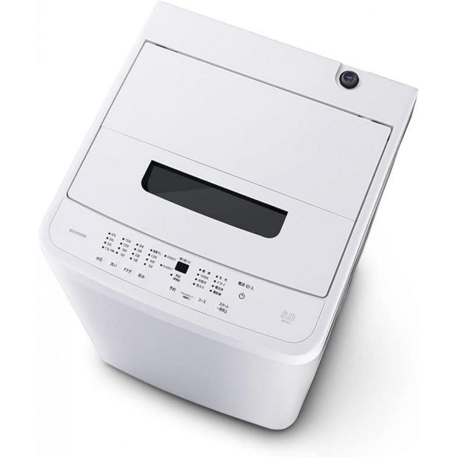アイリスオーヤマ 洗濯機 容量 5kg 全自動 風乾燥 お急ぎコース 部屋干しモード 予約タイマー付 一 ホワイト IAW-T504