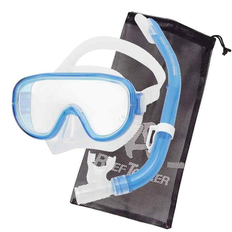 リーフツアラー(REEF TOURER) メッシュバック付 シュノーケリングセット 【10歳~大人用/子ども(4~9歳向)用】 大人用(10歳~大人) クリアブルー