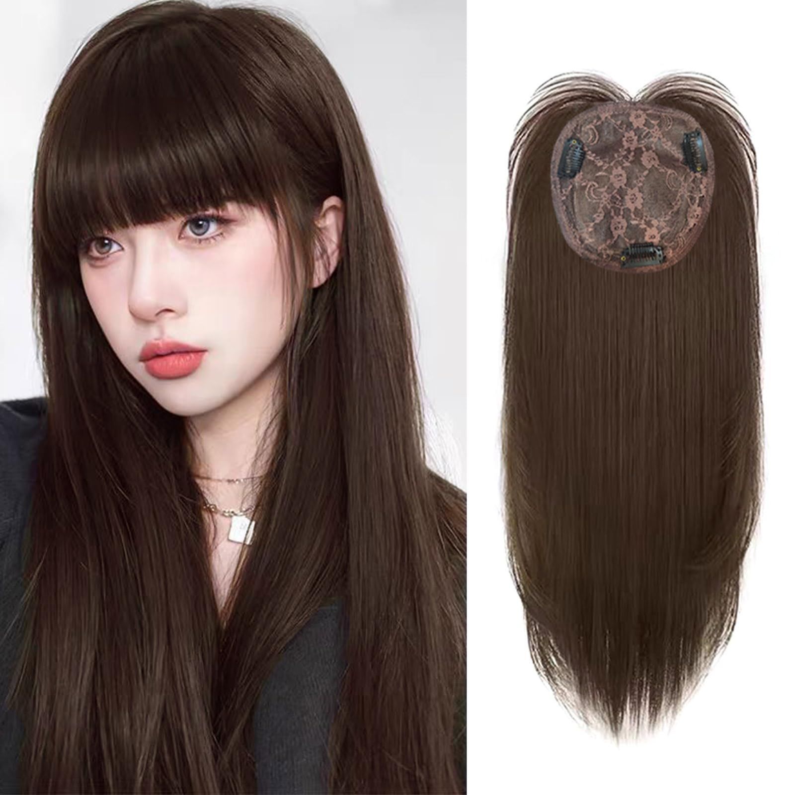 人毛100% フルウィッグ 医療用 ロング ストレート 茶髪 ブラウン 35cm 人毛100% フルウィッグ 医療用 ロング ストレート 茶髪 ブラウン 35cm