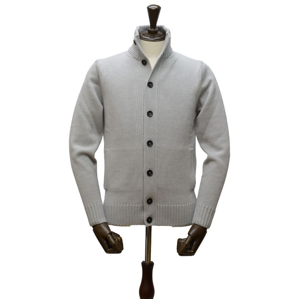 ZANONE CHIOTO 52 ザノーネ キョウト 未使用 グレー ZANONE ザノーネ ／ ウール5ゲージスタンドカラーニットカーディガン