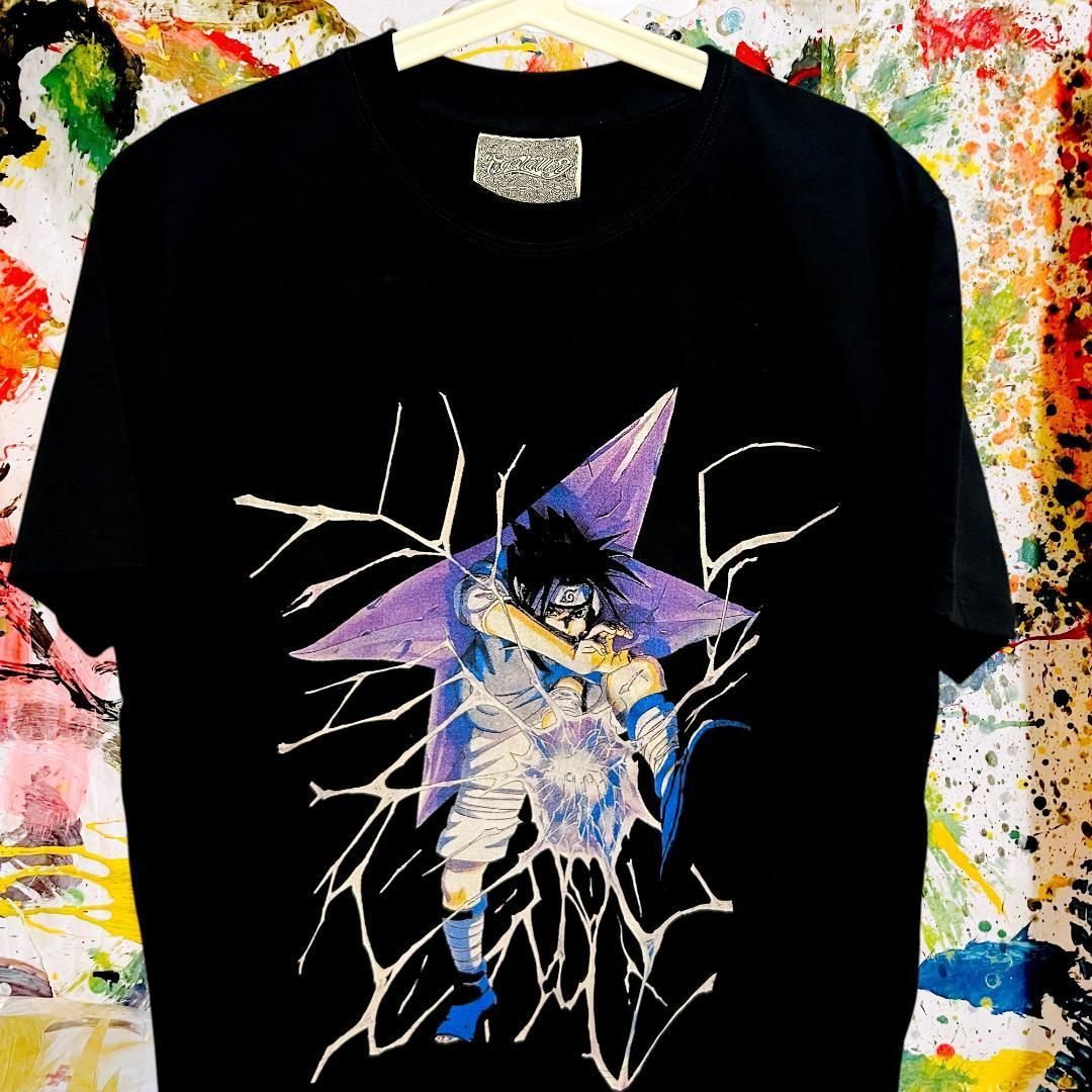 サスケ 写輪眼 レトロ リプリント Tシャツ 半袖 メンズ 新品 個性的 黒