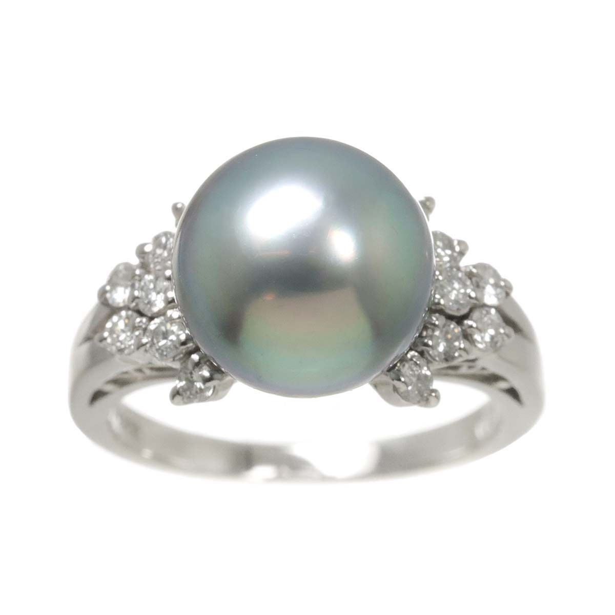 タサキ TASAKI 10号 リング 黒蝶真珠 10.5mm ダイヤ 0.30ct Pt  