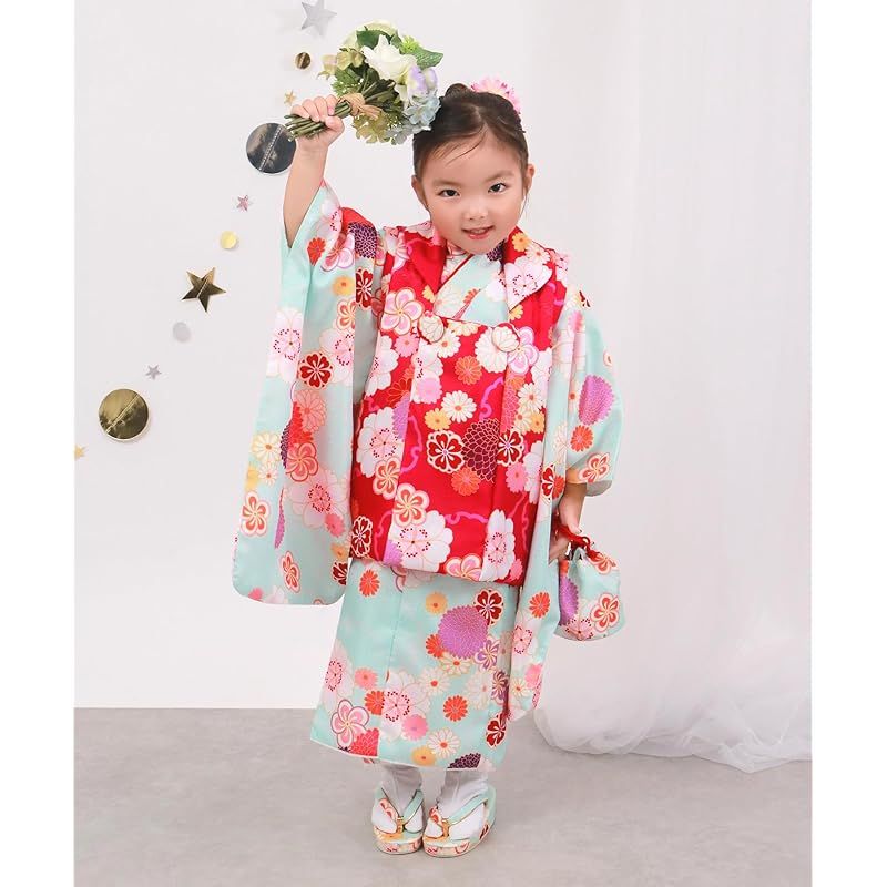 utatane 七五三 着物 3歳 男の子 フルセット ミント七宝×クリーム金彩