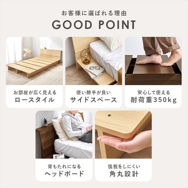 ヘッドボード付き シングルベッド