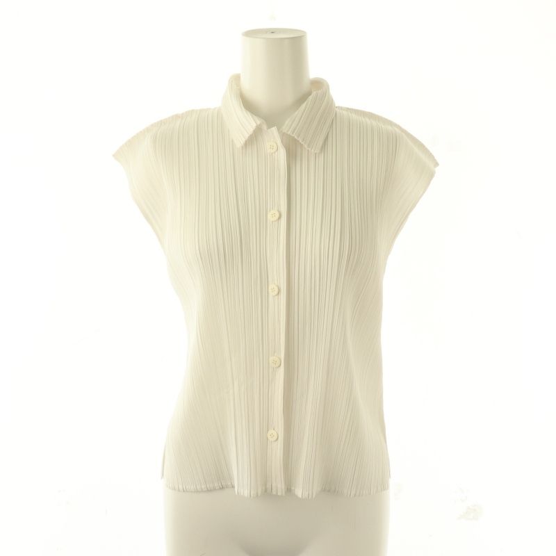 新品✨PLEATS PLEASE プリーツ　ノースリーブ　茶色　白色　サイズ3 プリーツプリーズ PLEATS PLEASE イッセイミヤケ プリーツ