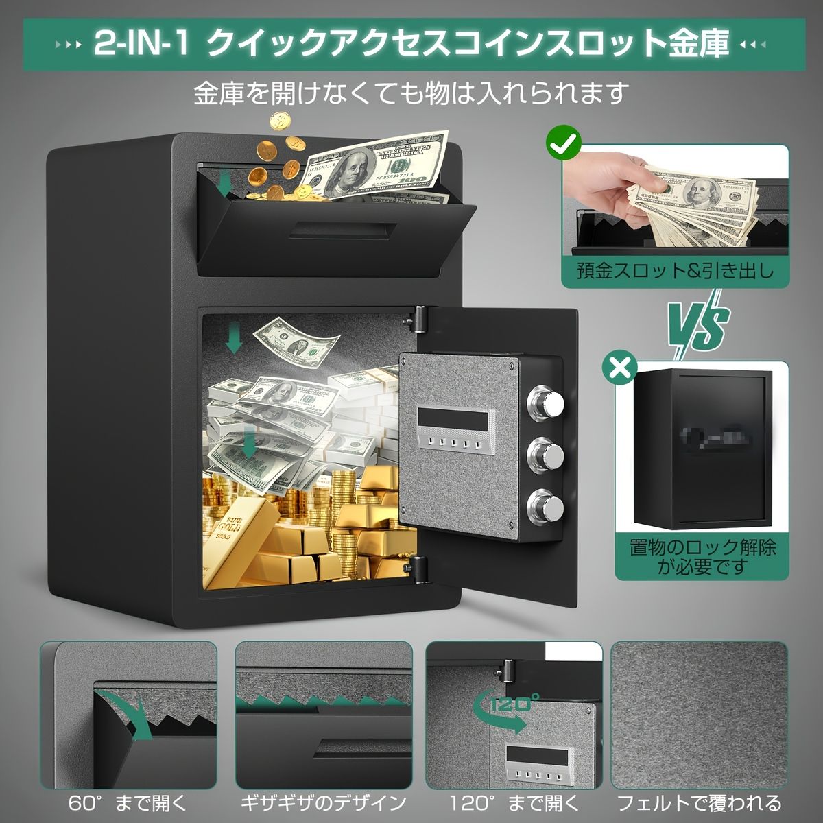 電子ロック式 金庫 家庭用 コンパクトセキュリティ
