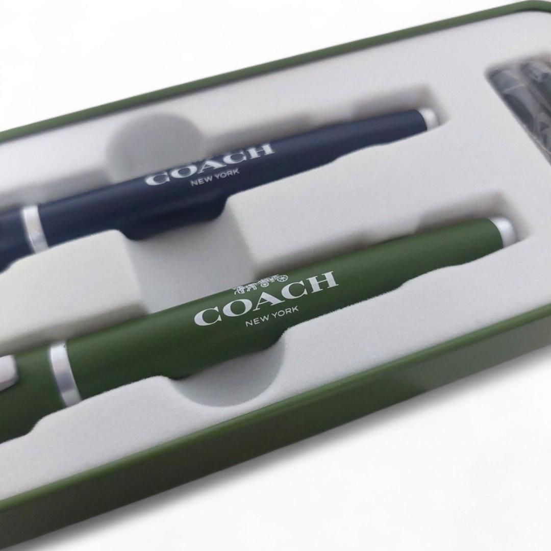 極美品 未使用 COACH コーチ ボールペン 万年筆 セット 缶ペン